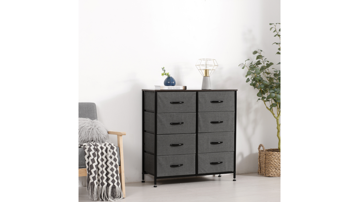Sherwood Luna 8 Drawer Linen Dresser - Charcoal