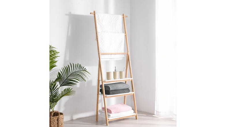 TAKARA Kusa 3 Tier Bamboo Ladder Shelf & Towel Rail