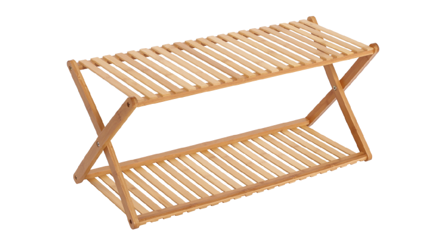 Sherwood 2-Tier Collapsable Natural Bamboo Shoe Rack