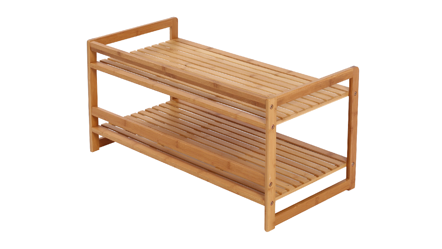Sherwood 2-Tier Curved Natural Bamboo Shoe Rack