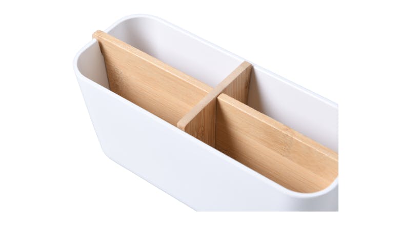 TAKARA Multi-Functional Bamboo Organiser - White/Natural