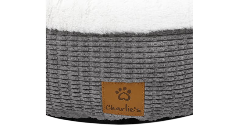 Charlie's "Snookie" Corncob Fabric Pet Bed with Hood Large - Grey