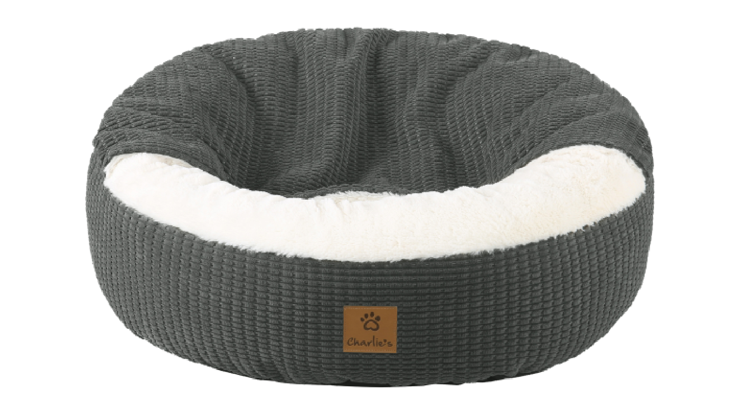 Charlie's "Snookie" Corncob Fabric Pet Bed with Hood Small - Charcoal