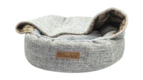 Charlie's "Snookie" Faux Linen Pet Bed with Hood Large - Light Grey