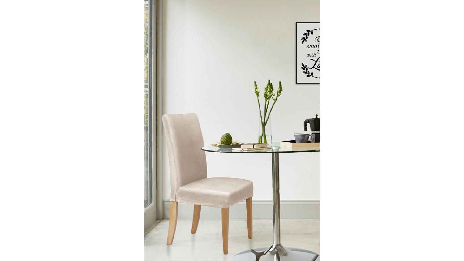 Sherwood Faux Suede Dining Chair Cover - Cream