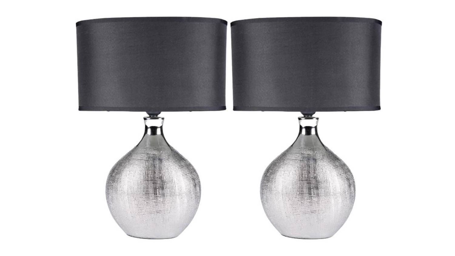 Sherwood Cosmo Contemporary Table Lamp 2pcs. - Textured Silver