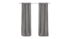 Sherwood Home Faux Linen Blackout Curtain Twin Pack 135 x 223cm - Pepper Grey