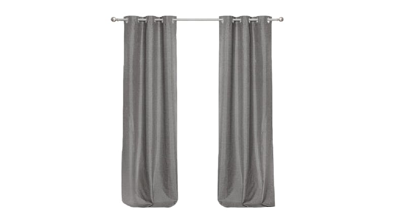 Sherwood Home Faux Linen Blackout Curtain Twin Pack 180 x 223cm - Pepper Grey