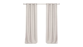 Sherwood Home Faux Linen Blackout Curtain Twin Pack 90 x 223cm - Porcelain White