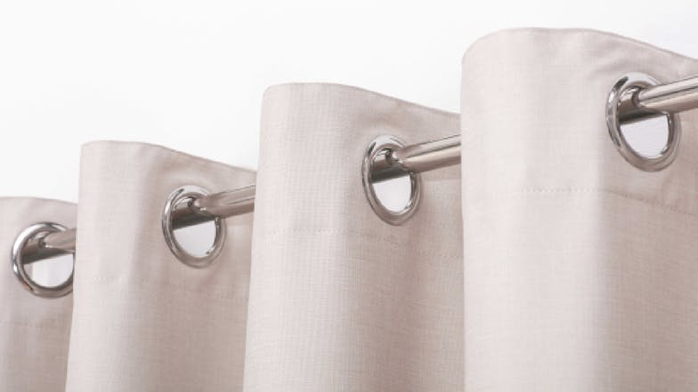 Sherwood Home Faux Linen Blackout Curtain Twin Pack 90 x 223cm - Porcelain White