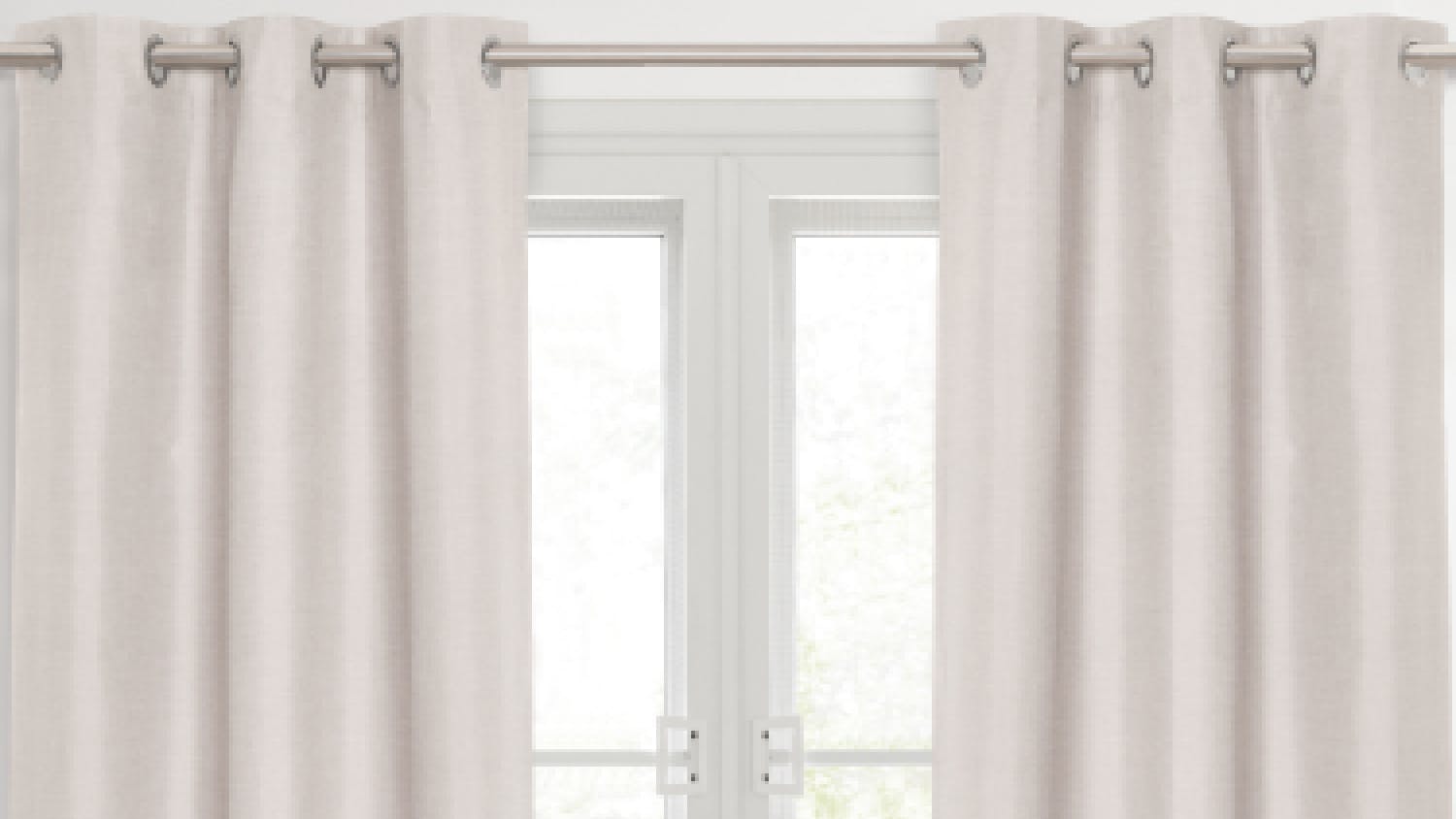 Sherwood Home Faux Linen Blackout Curtain Twin Pack 90 x 223cm - Porcelain White