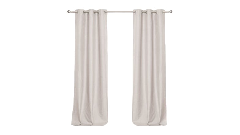 Sherwood Home Faux Linen Blackout Curtain Twin Pack 135 x 223cm - Porcelain White