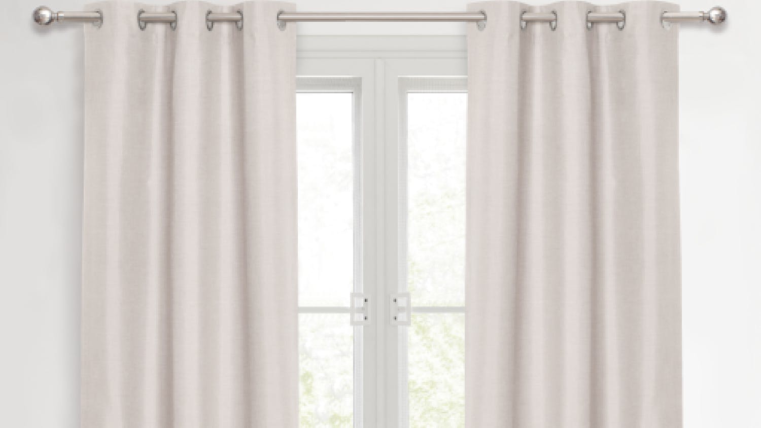 Sherwood Home Faux Linen Blackout Curtain Twin Pack 135 x 223cm - Porcelain White