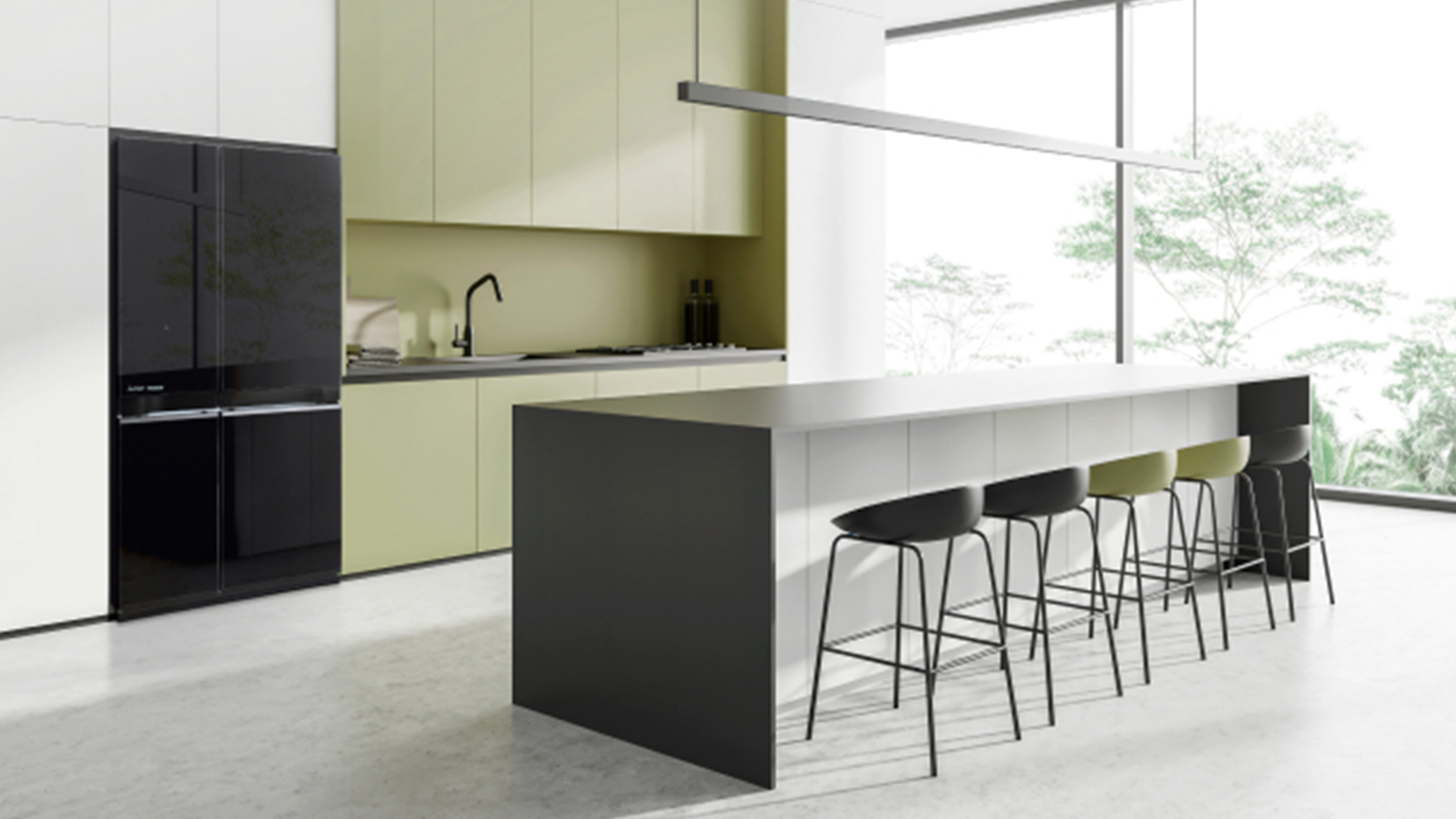 Mitsubishi Electric 635L Quad Door Fridge Freezer with Ice Maker - Black Glass (MR-LA635ER-GBK-A)