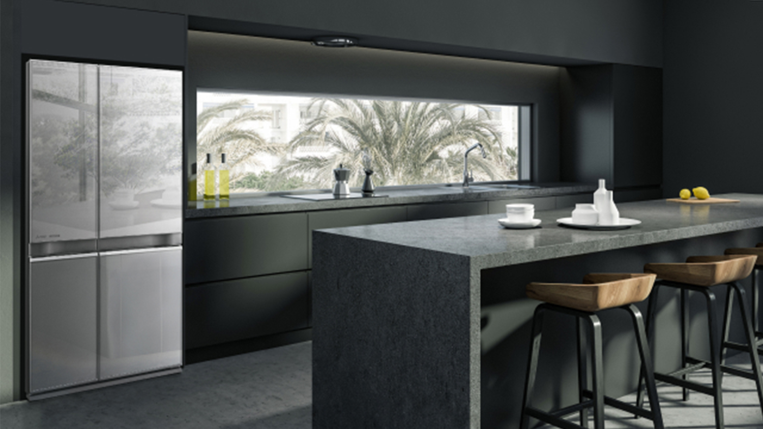 Mitsubishi Electric 635L Quad Door Fridge Freezer with Ice Maker - Silver Glass (MR-LA635ER-GSL-A)