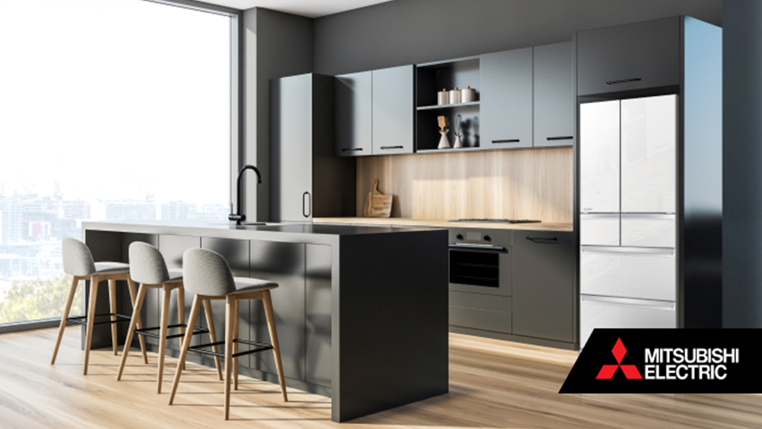 Mitsubishi Electric 470L Multi Drawer Fridge Freezer with Ice Maker - White Glass (MR-WX470F-W-A)