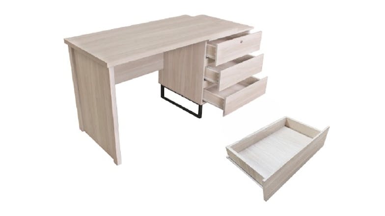 TSB Living Vikki Office Desk with Drawers - White Oak Laminate