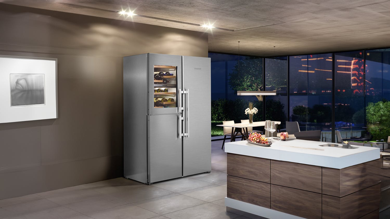 Liebherr 645L Side by Side Fridge Freezer with Wine Cabinet - Stainless Steel (SBSes 8486)