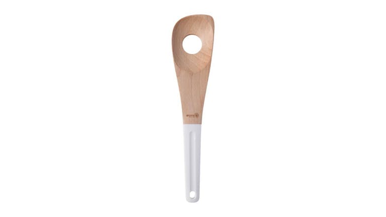 Gourmet Kitchen Wooden Corner Spoon with Silicone Handle - Beech