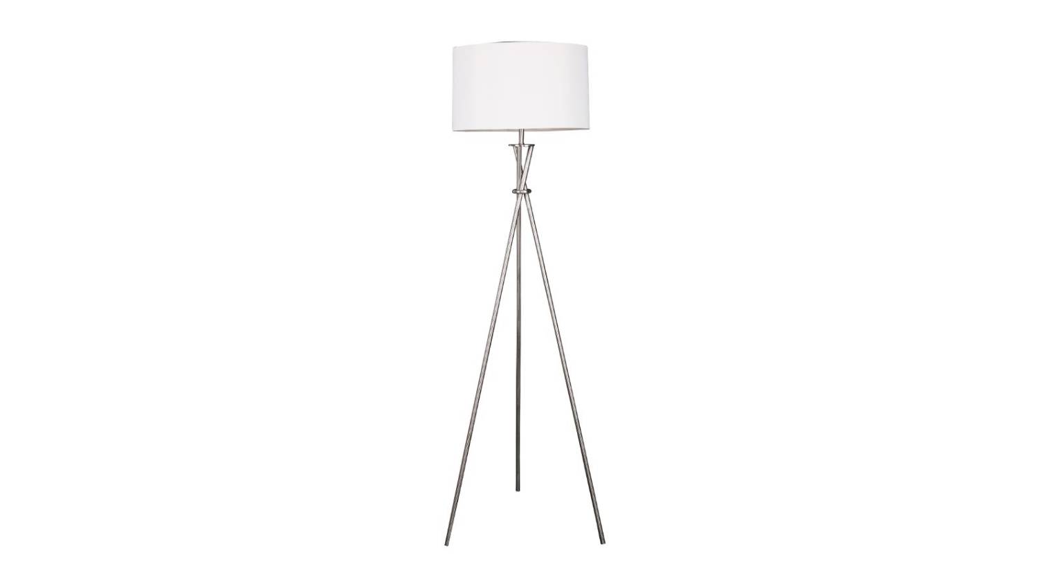 Sherwood Art Deco Tripod Floor Lamp - Silver/White