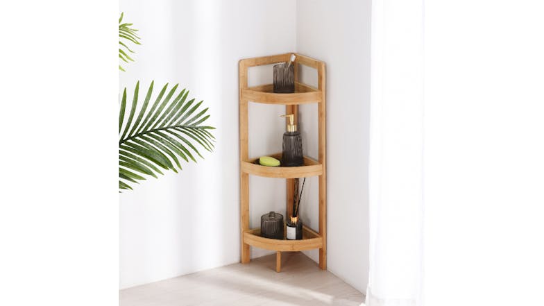 TAKARA Okin 3 Tier Bamboo Corner Shelf