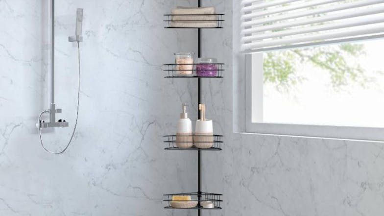 Sherwood 4 Tier Shower Caddy Pole - Black