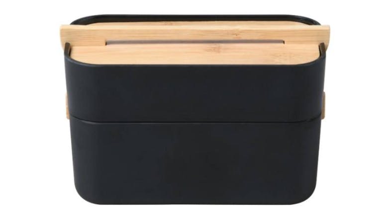 TAKARA Stackable Bamboo Jewellery Storage Containers with Lid - Black