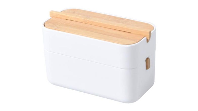 TAKARA Stackable Bamboo Jewellery Storage Containers with Lid - White