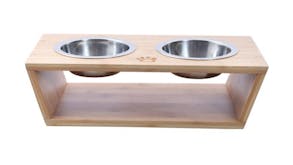 Charlie's Raised Bamboo Pet Feeding Station with Stainless Steel Bowls