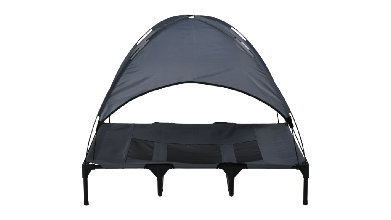 A front view of the Charlie's Hammock Pet Bed with Sunshade