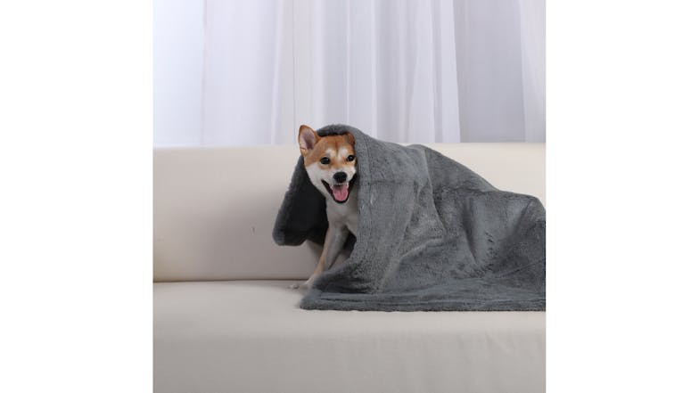 Charlie's Reversible Faux Fur Pet Blanket Medium - Blue/Grey