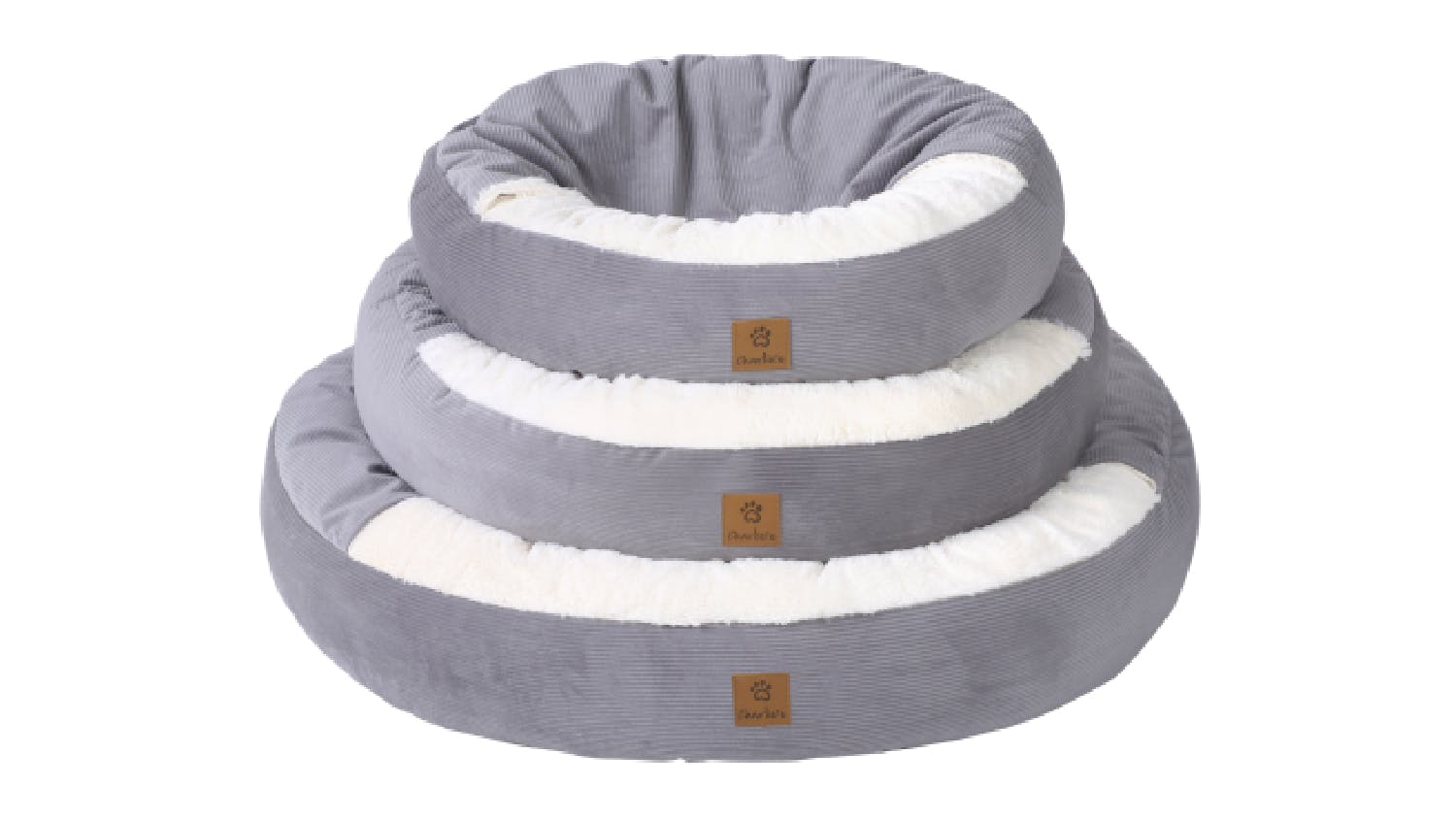 Charlie's "Snookie" Corduroy Pet Bed with Hood Large - Dove Grey