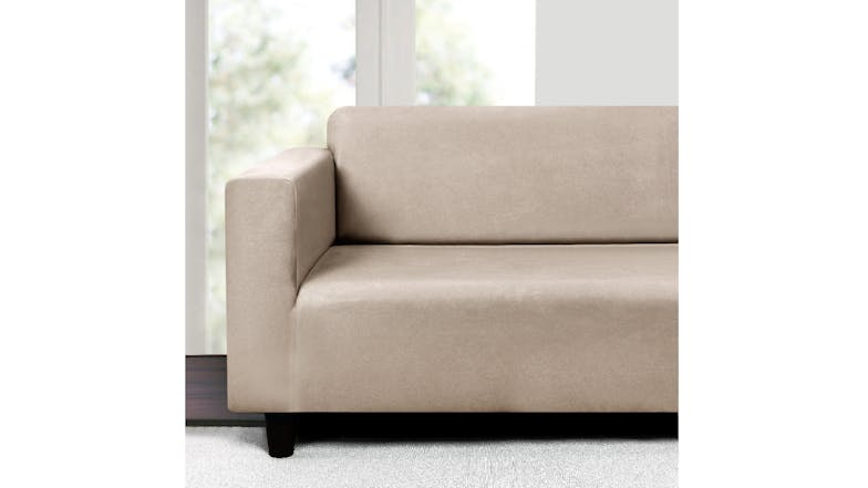 Sherwood Faux Suede 3 Seater Couch Cover - Cream
