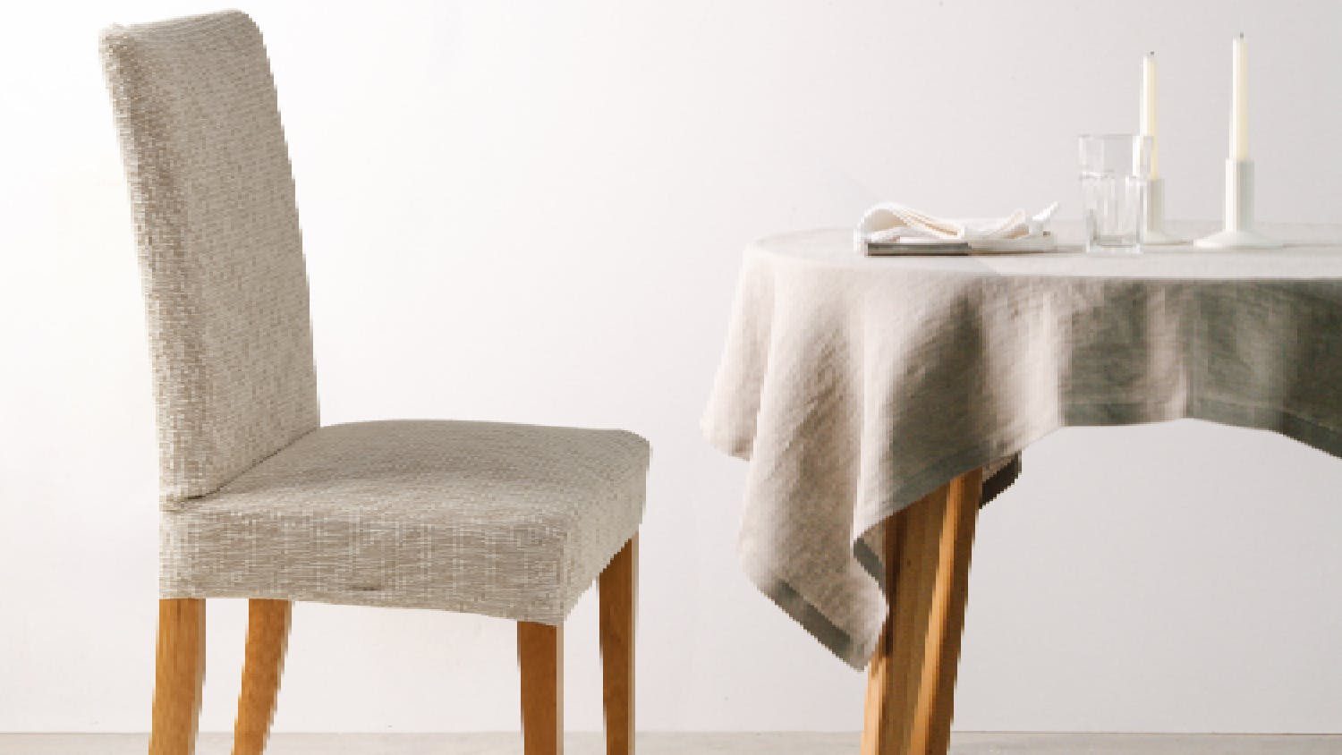 Sherwood Faux Linen Dining Chair Cover - Natural