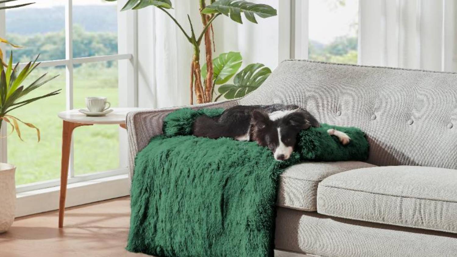 Charlie's Faux Fur Sofa Protector Ex-Ex Large - Eden Green