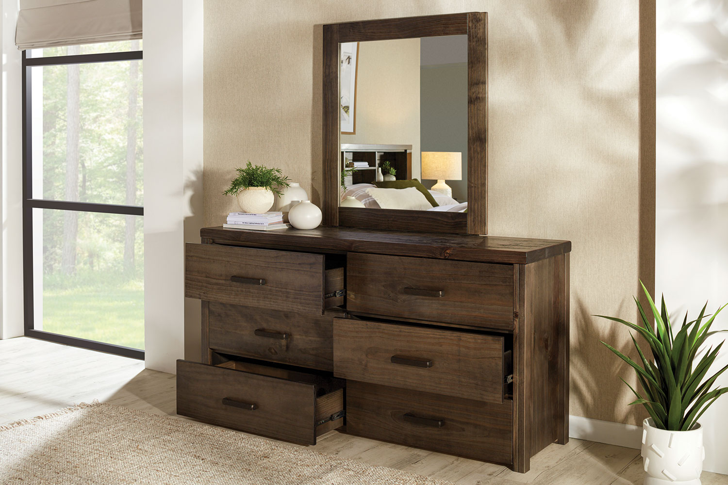 Alto 6 Drawer Dresser and Mirror - Grey Wash