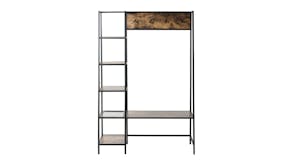 Sherwood Rustic Wooden Cloakrack & Shelf - Dark Timber/Black