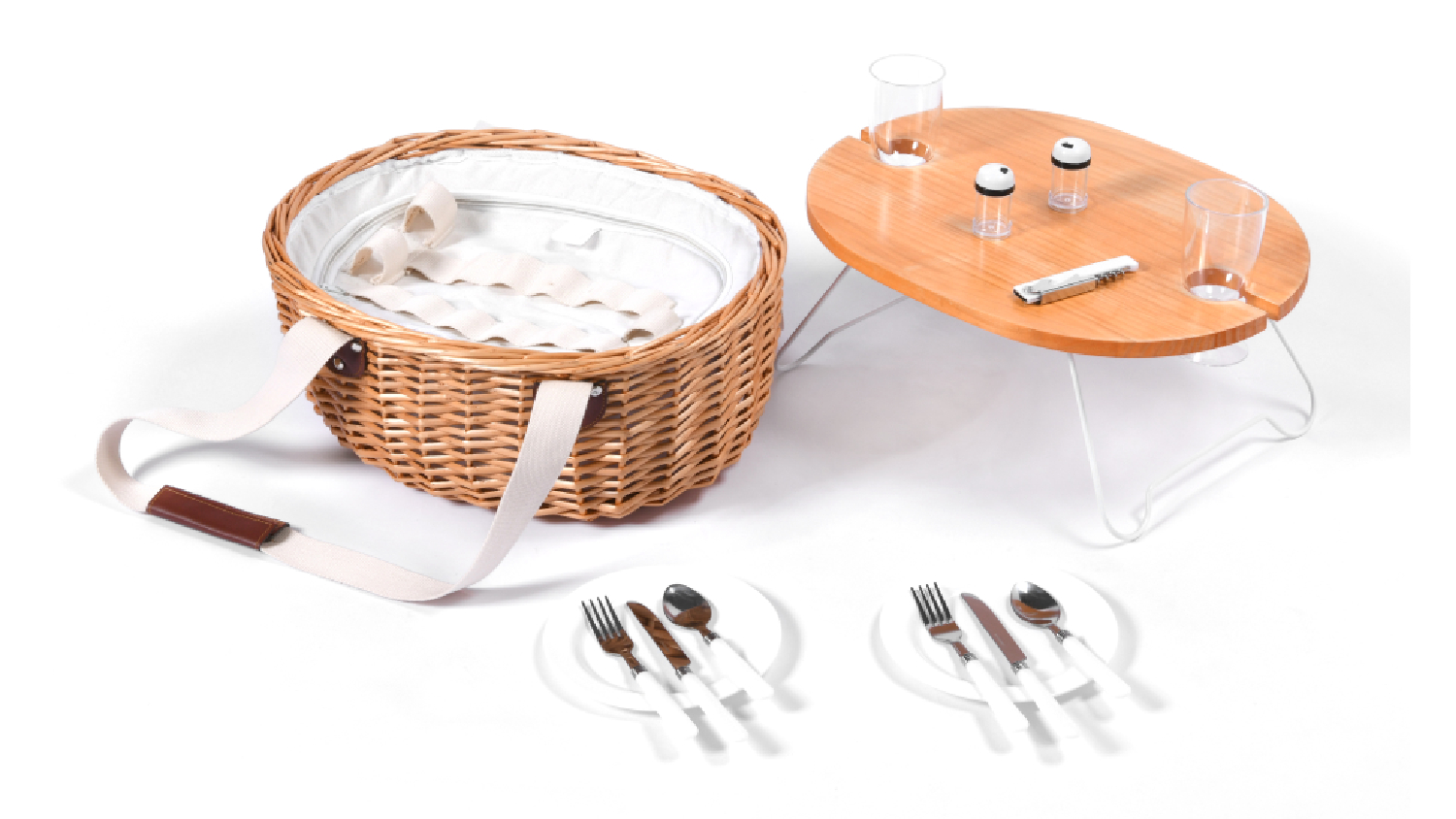Vibes McLaren Vale 2 Person Oval Wicker Basket - Cream