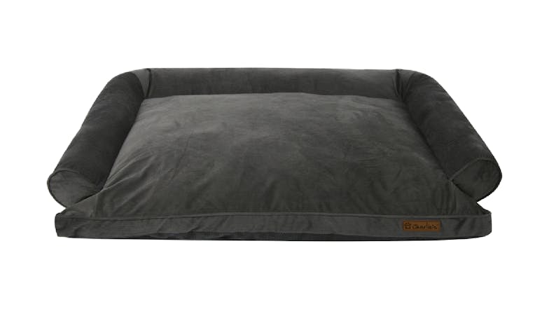 Charlie's Plush Corduroy Dog Bed with Bolsters Large - Charcoal