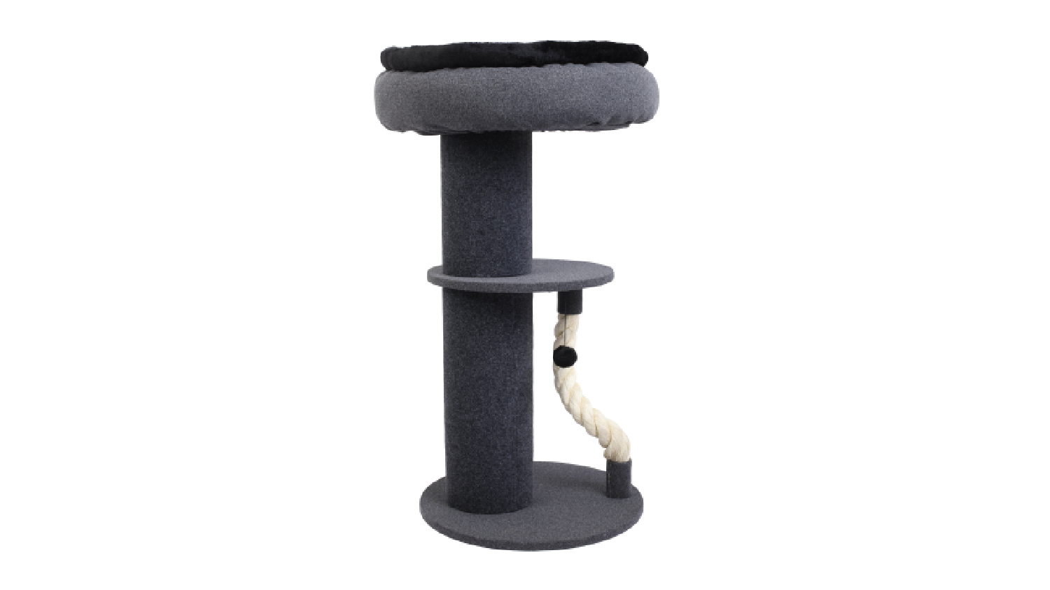 Charlie's Felt Scratching Post with Bed, Rope Scratcher - Grey