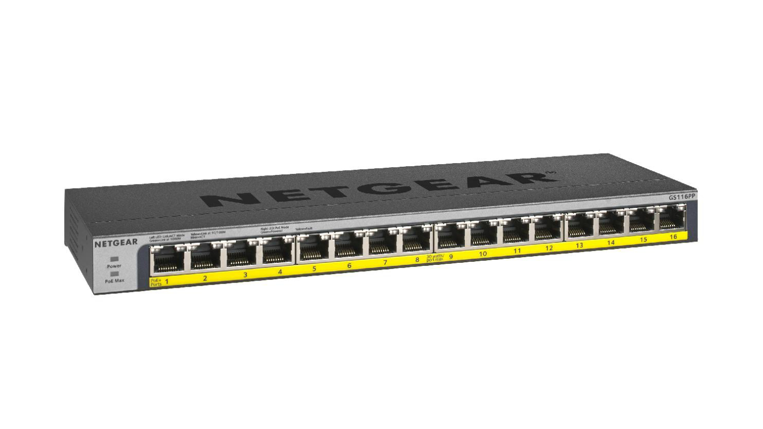 Netgear GS116PP 16Port Gigabit Switchboard 183W with FlexPoE