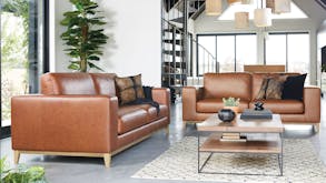Turin 2 Piece Leather Lounge Suite