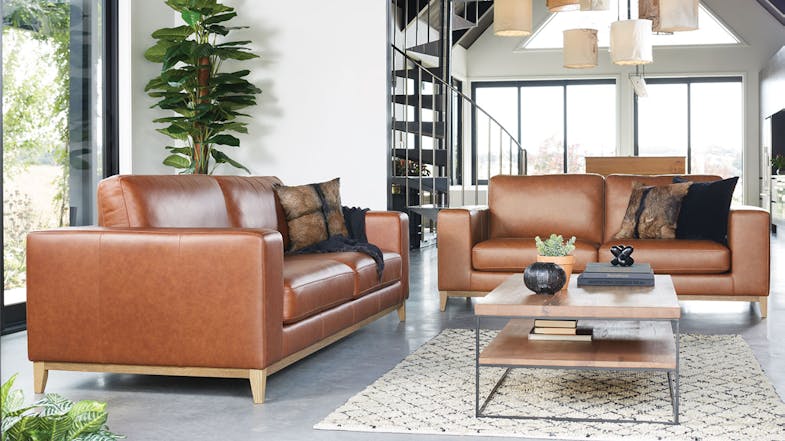 Turin 2 Piece Leather Lounge Suite