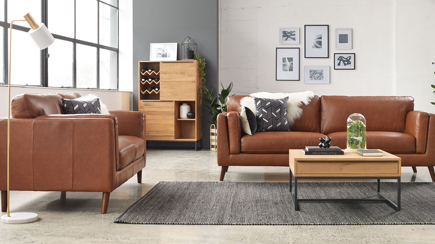 Maia 2 Piece Leather Lounge Suite