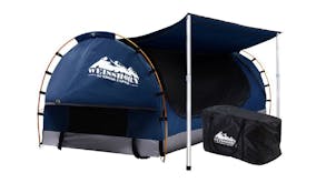 Weisshorn Camping Swag Canvas Tent Double Awning - Dark Blue