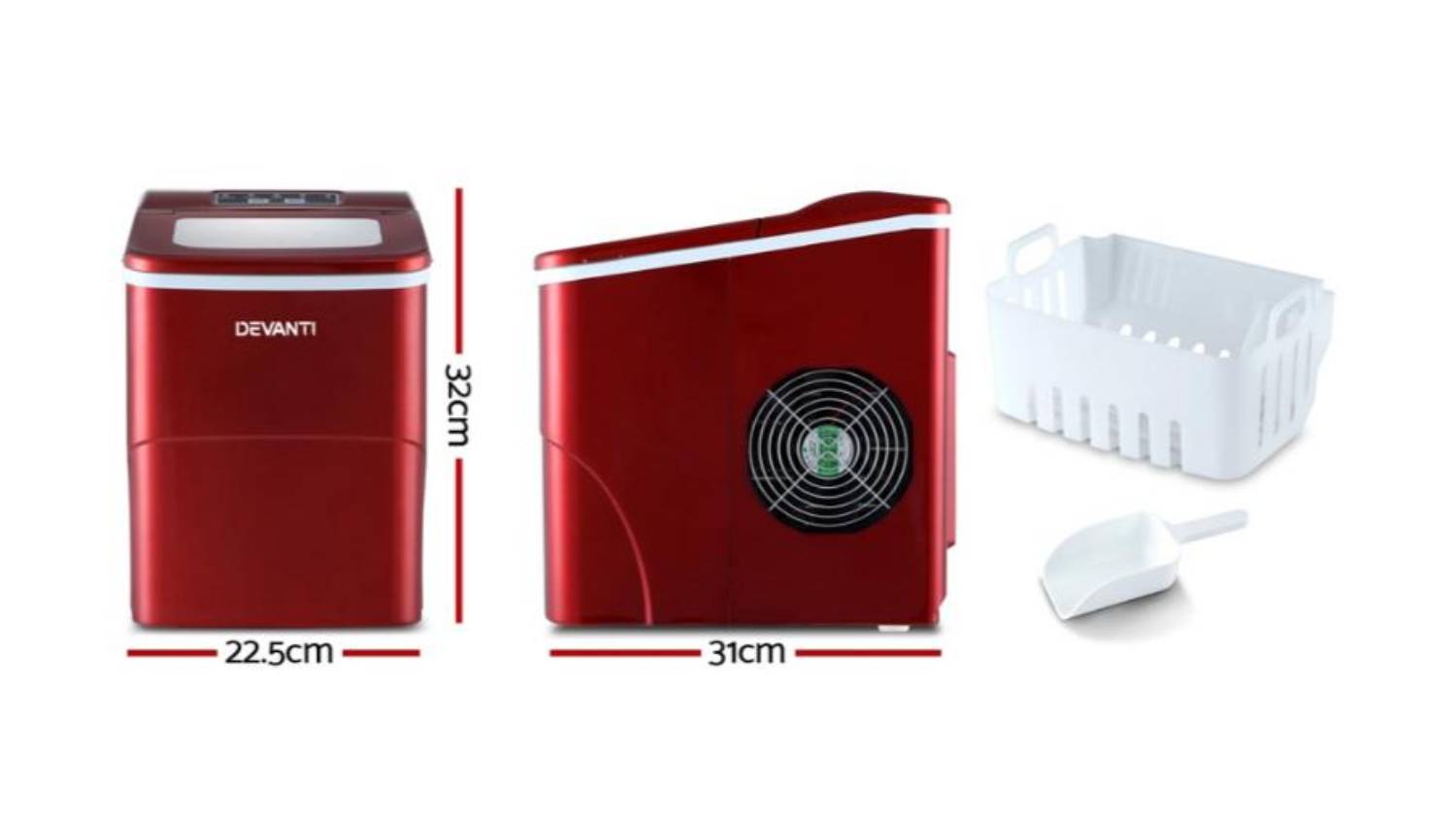 Devanti Benchtop Ice Cube Maker 2L Red Harvey Norman New Zealand