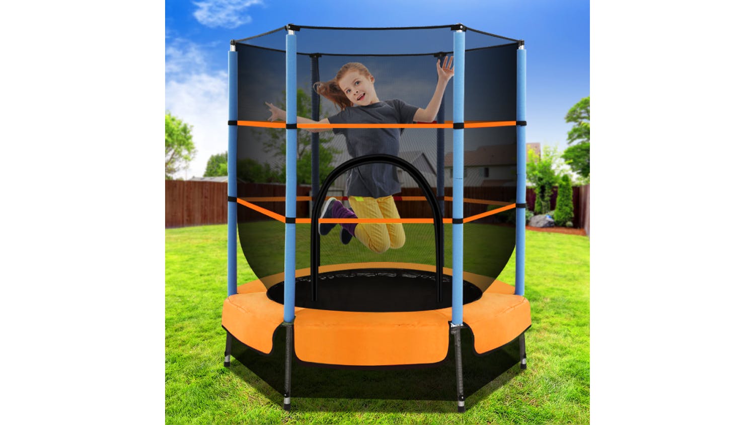 Everfit Kids Trampoline with Safety Net 1.3m - Orange