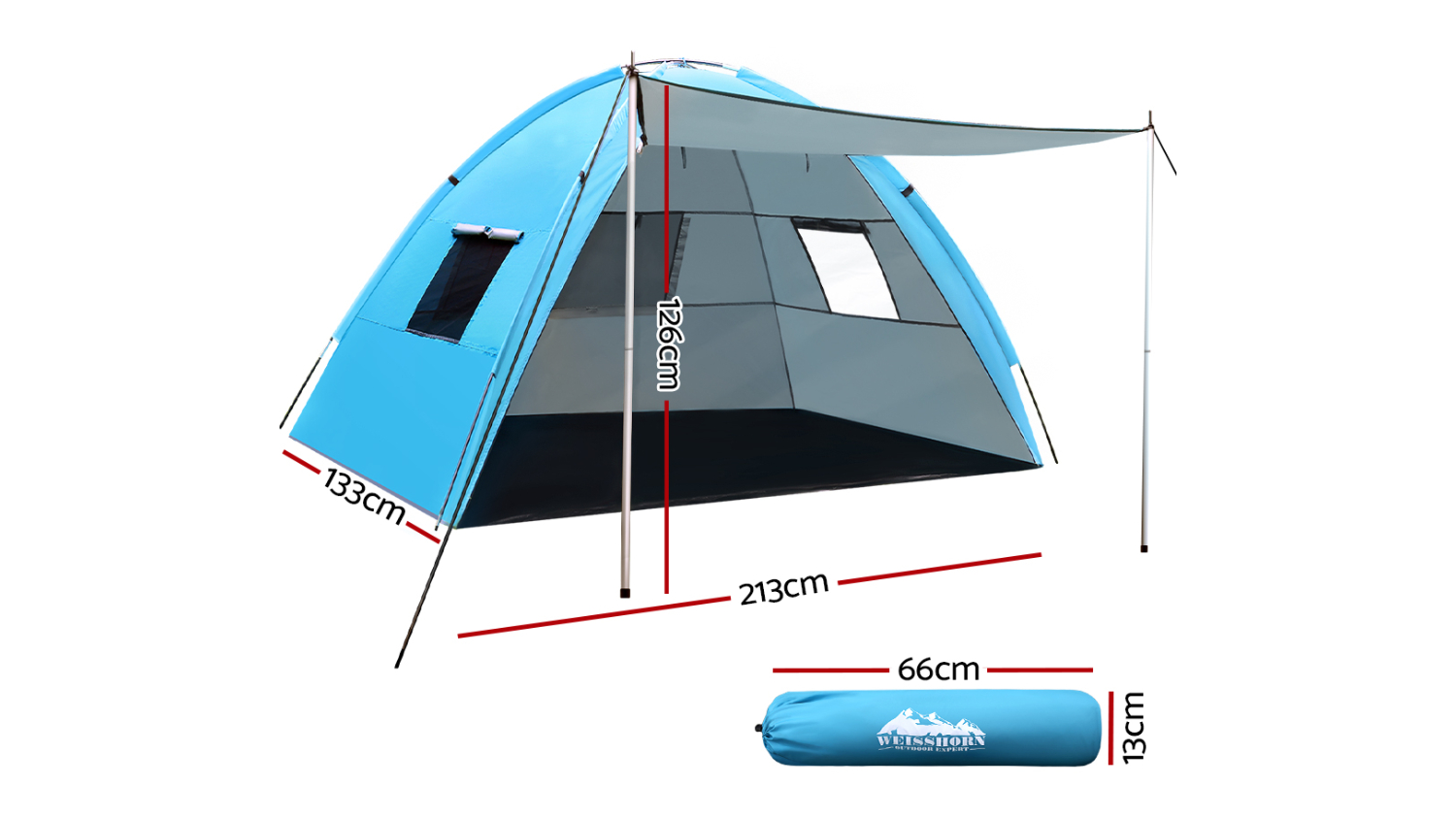 Weisshorn Pop-Up Portable 4 Person Camping/Beach Sun Shade