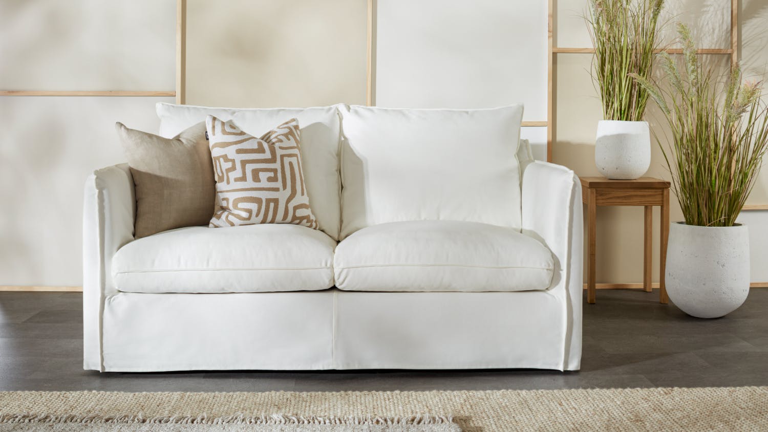 Coast Seater White Slip Cover Fabric Sofa Harvey Norman New