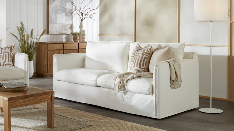 Coast 3 Seater White Slip Cover Fabric Sofa